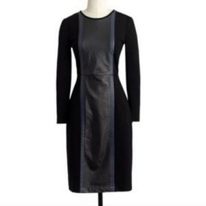 Leather panel sheath dress